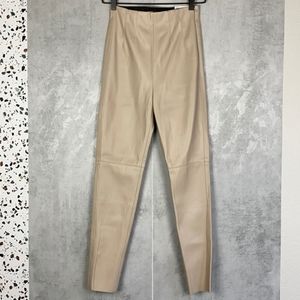 NWT ZARA High Rise Khaki Faux Leather Leggings